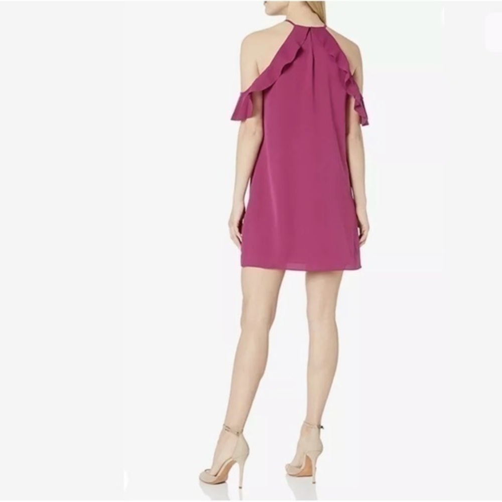 Cooper & Ella Raspberry Saga Cold Shoulder Ruffle Dress - Size M - Picture 6 of 16